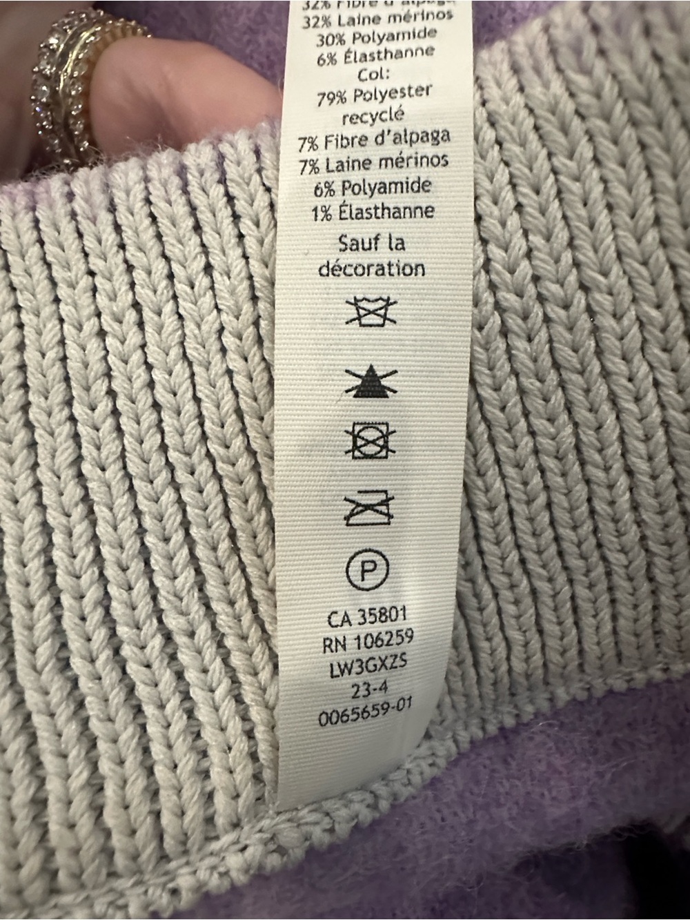 Lululemon Alpaca Wool-Blend V-Neck Sweater Heathered Digital Lavender M - Picture 6 of 9